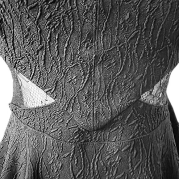 Free People Brooklyn Mini Dress Lace Insert Off Shoulder A-Line Textured Knit S - Picture 7 of 13